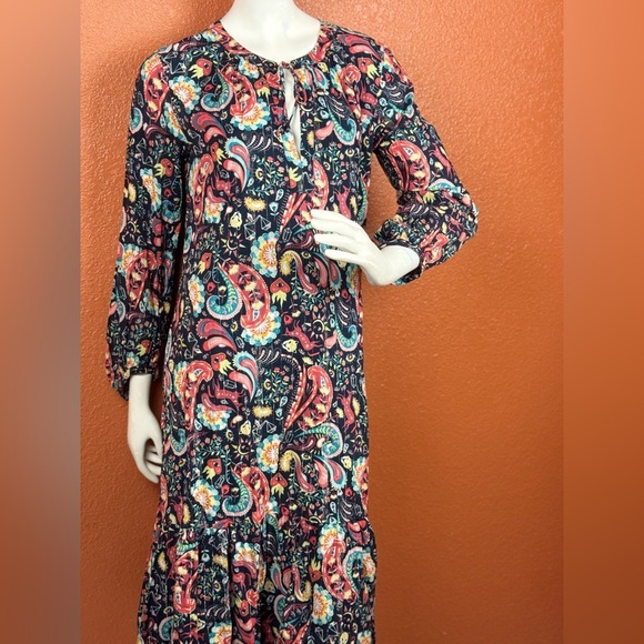 LOFT Multicolor Paisley Long Sleeve Dress Size Medium. E70 - Picture 11 of 17